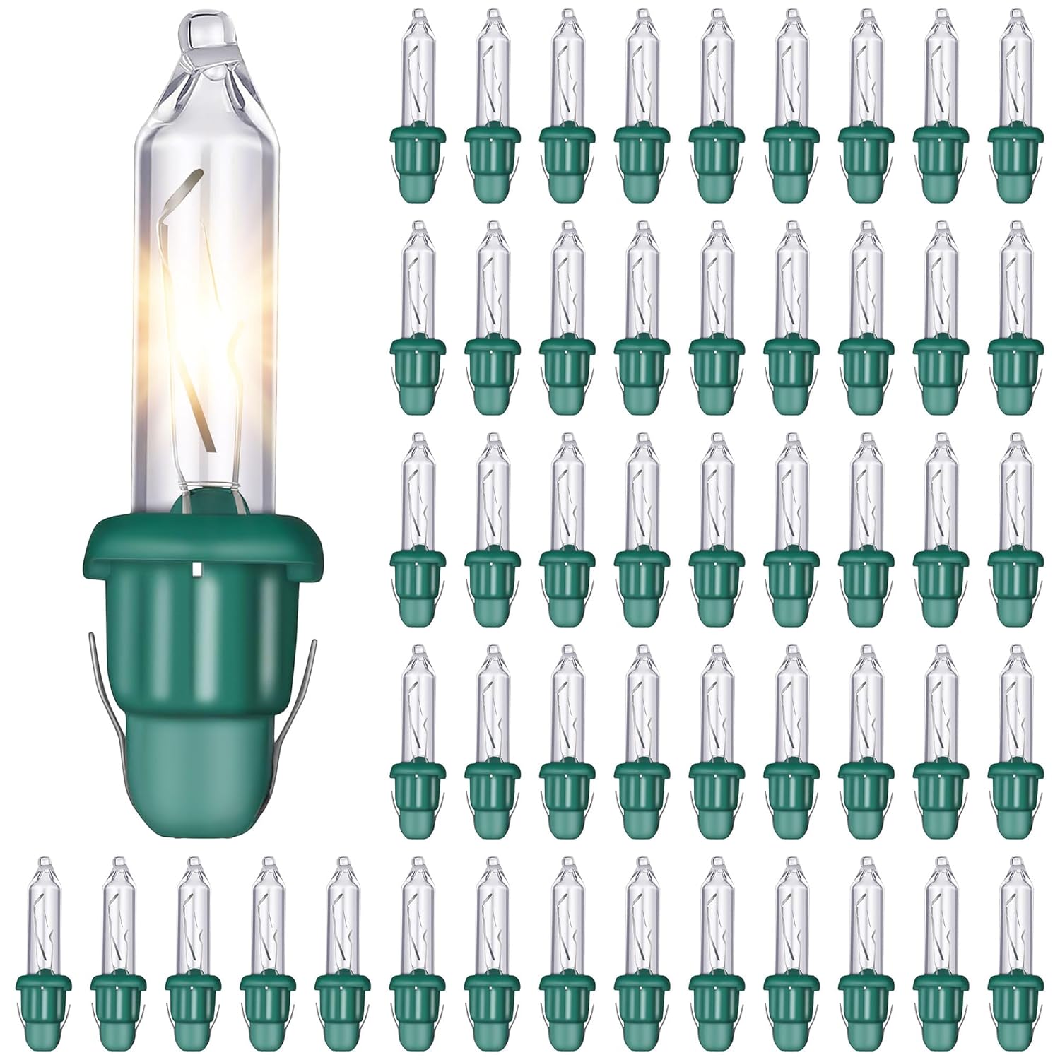 50 Pieces Twinkle Christmas Tree Light Replacement Bulbs, 2.5 Volt Clear Incandescent Bulbs Christmas Tree String Light