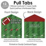 Big Dot of Happiness End Zone - Football - Baby Shower or Birthday Party Game Pickle Cards - Pull Tabs 3-in-a-Row - Set of 12