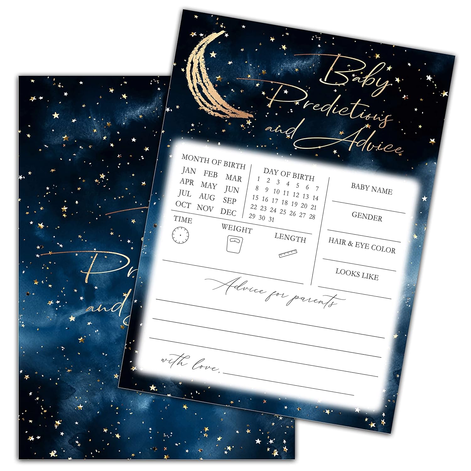 Over The Moon Baby Shower Game, Baby Predictions And Advice Cards Party Game, Twinkle Little Star Theme Gender Reveal Party Games, Baby Shower Party Activities & Decorations -30 Game Cards(07)