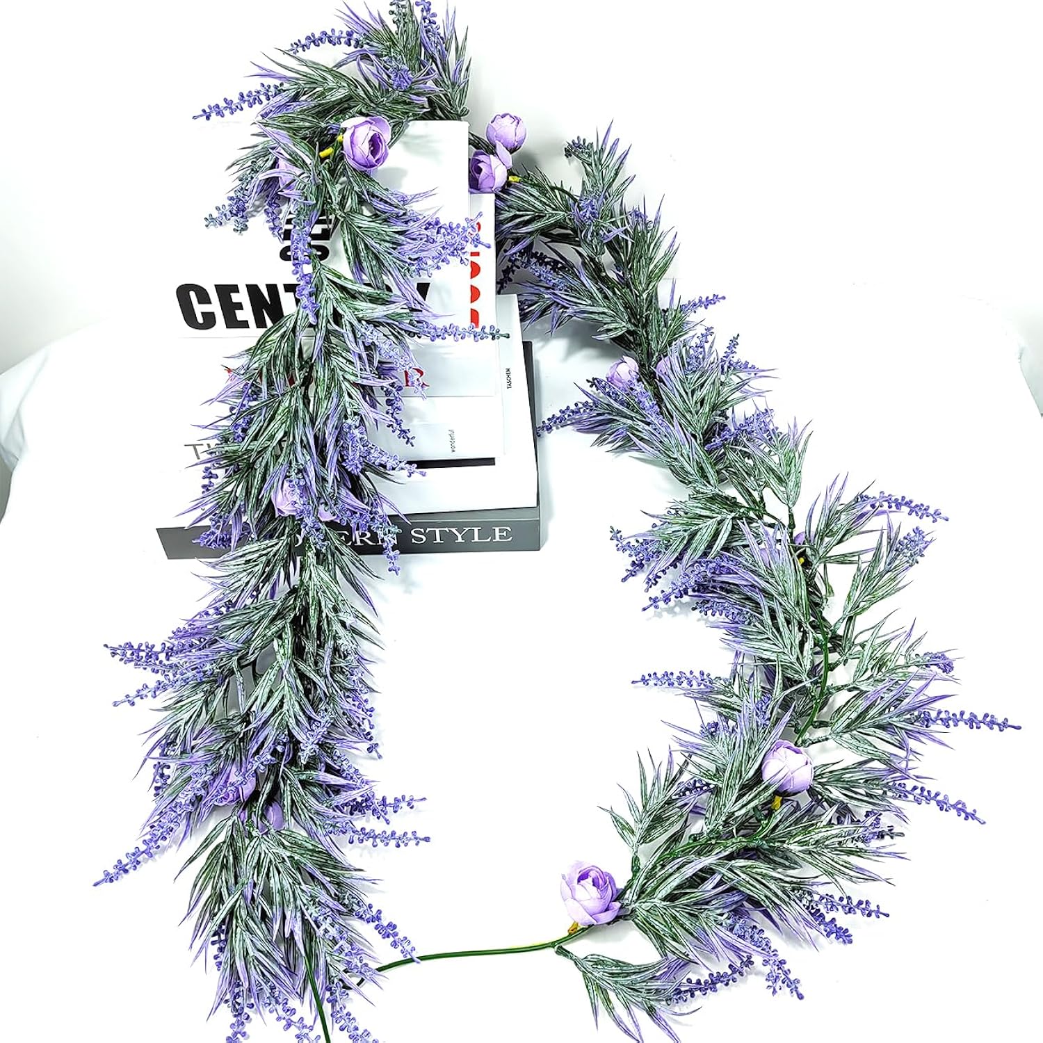 Artificial Lavender Flower Garland - 5.9Ft Fake Wisteria & Silk Flower Hanging Vines For Home, Wedding Arch, Garden, Party Wall Table Decor, All-Season Indoor/Outdoor Use (Purple)