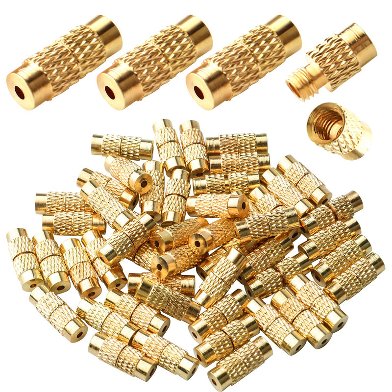 50Pcs Gold Screw Twist Clasps Brass Barrel Tube Fastener Cord End Caps 11X4Mm