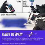 Airbrush Paint Set - 12 Color Ready To Spray Air Brush Paint, 1-Ounce Water-Based Acrylic Primary Opaque With Reducer & Cleaner For Painting Metal, Plastic Models, Canvas, Wood