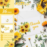 Sunflower Thank You Cards Bulk 36 Pack Thank You Notes With Matching Seal Stickers White Envelopes Watercolor Summer Floral Greeting Cards For Wedding Baby Shower Bridal Birthday Party