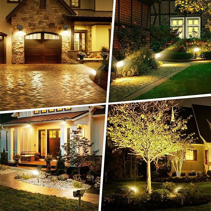 8 Pack 102 LED Solar Spot Lights IP65 Waterproof Adjustable Warm White Landscape Lights