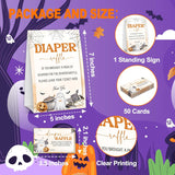Halloween Baby Shower Games, Ghost Diaper Raffle Tickets For Pumpkin Gender Reveal Party Supplies Decorations, 1 Standing Sign + 50 Tickets - A01
