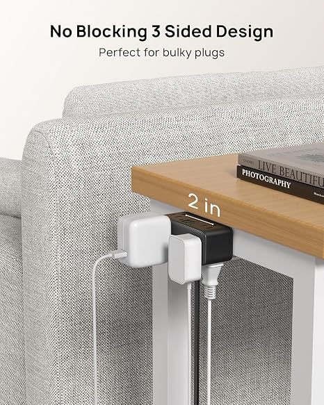 Desk Clamp Power Strip 6 Outlets 4 USB Ports 2 USB C 5FT Flat Plug Surge Protector 900J Black