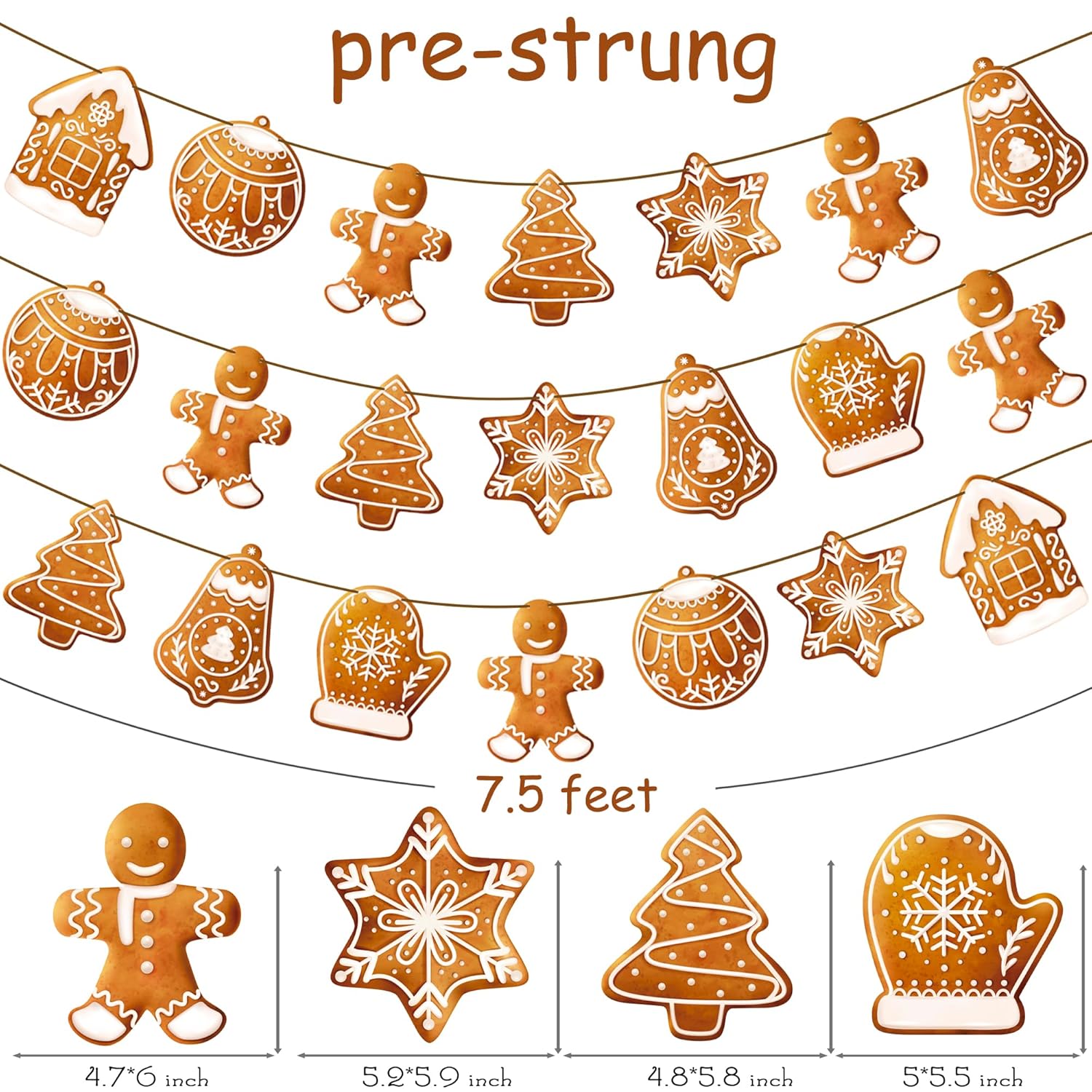 3Pcs Christmas Gingerbread Banners Gingerbread Snowflake Tree Theme Decorations Xmas Winter Party Hanging Decorations For Christmas Winter Holiday Party Supplies