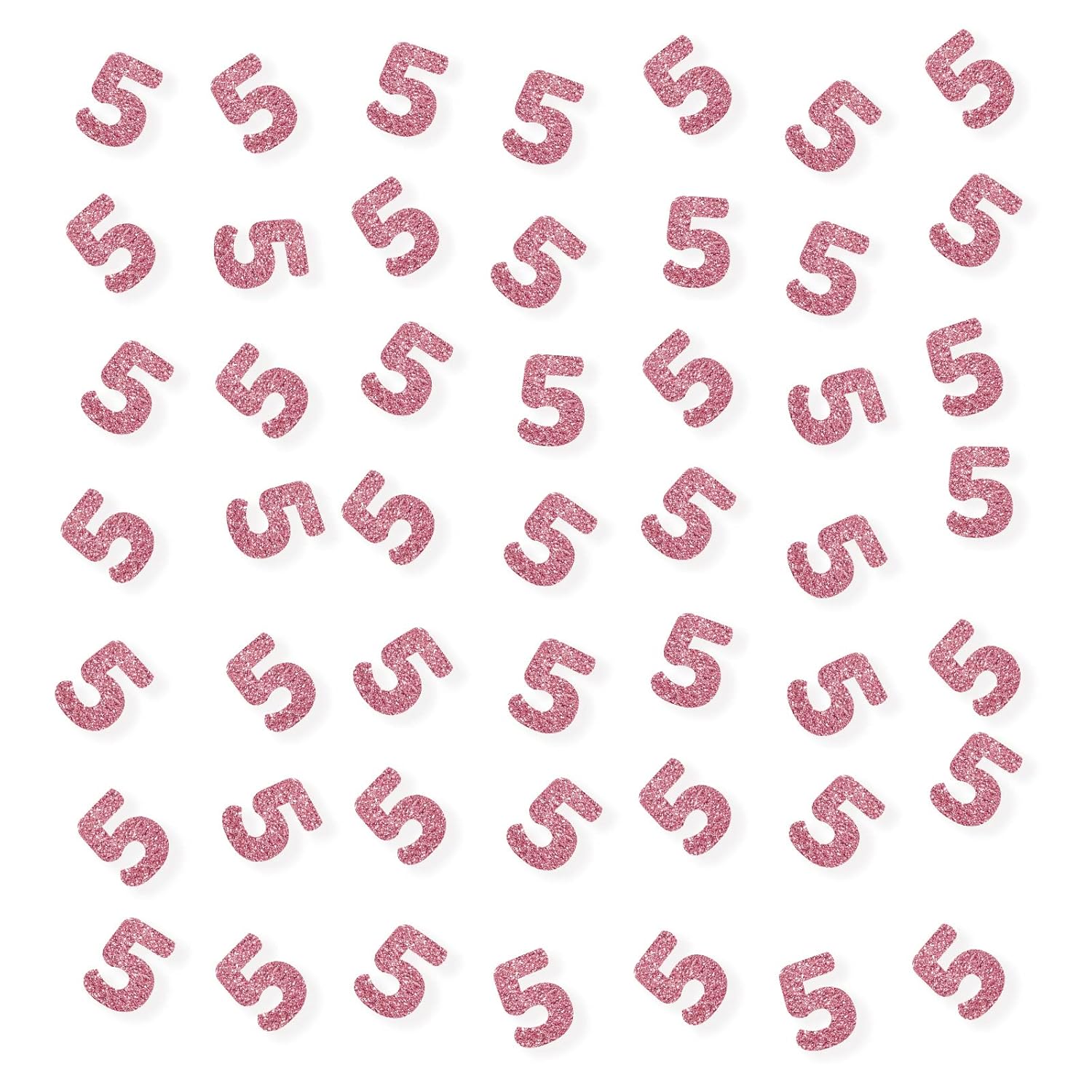 Set Of 100 Number 5 Confetti, Pink Glitter 5 Paper Scatter, 5Th Birthday Party Confetti, Five Cake Decor, Happy 5Th Anniversary Party Decor