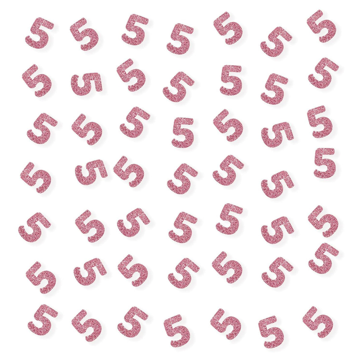 Set Of 100 Number 5 Confetti, Pink Glitter 5 Paper Scatter, 5Th Birthday Party Confetti, Five Cake Decor, Happy 5Th Anniversary Party Decor