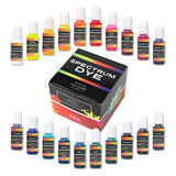 High Concentration Spectrum Water Based Dye Resin Pigment, 20 Bottles 0.35 Fl Oz Each, Alcohol Free Odorless Non Toxic