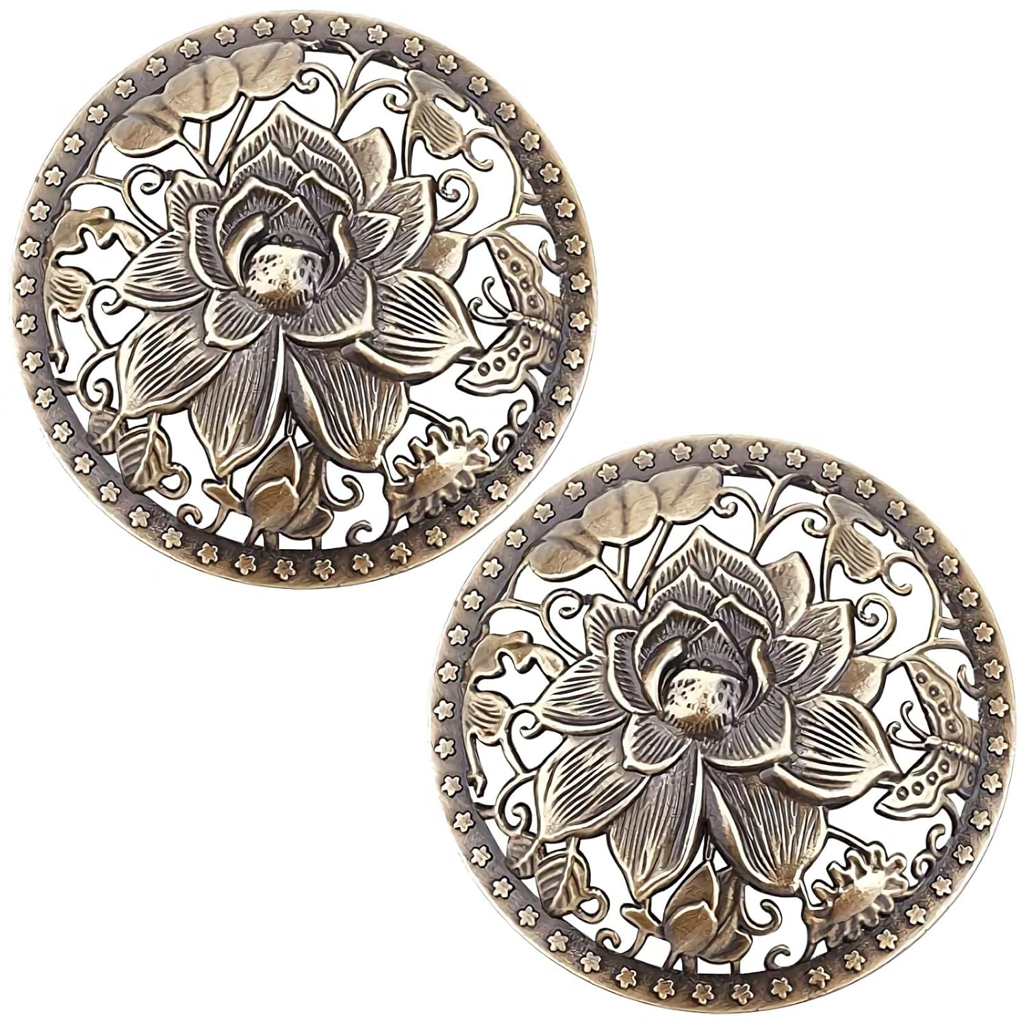 2Pcs Candle Cover Topper Lotus Scented Candles Cover Bronze Flowers Lid Jar Candles Bronze Alloy Candle Toppers Jar Shade Sleeves Accessories To Burn Evenly For Jar Candles Melt Space