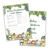 Safari Animals Baby Shower Games Cards, Baby Predictions And Advice Cards For New Parents Babyshower Activity, Wildlife Gender Reveal Party Games For Decorations Favors Supplies, Set Of 25 -06