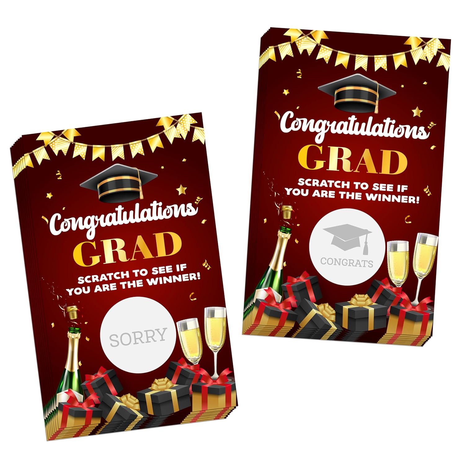 Graduation Games, Scratch Off Graduation Party Game, Grad Party Scratch Games For Adults, Red Gold Congrats Grad Raffle Tickets, Graduation Party Favors Supplies, 50 Pack (03)