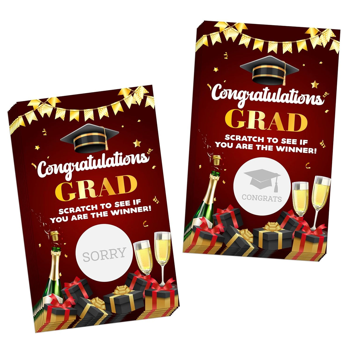 Graduation Games, Scratch Off Graduation Party Game, Grad Party Scratch Games For Adults, Red Gold Congrats Grad Raffle Tickets, Graduation Party Favors Supplies, 50 Pack (03)