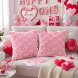 Valentine’S Day Heart Pillow Covers 18X18 Set Of 2 – Soft Plush Faux Fur Jacquard Throw Pillow Cases, Love Heart Cushion Covers For Sofa Couch Bedroom Holiday Home Decor