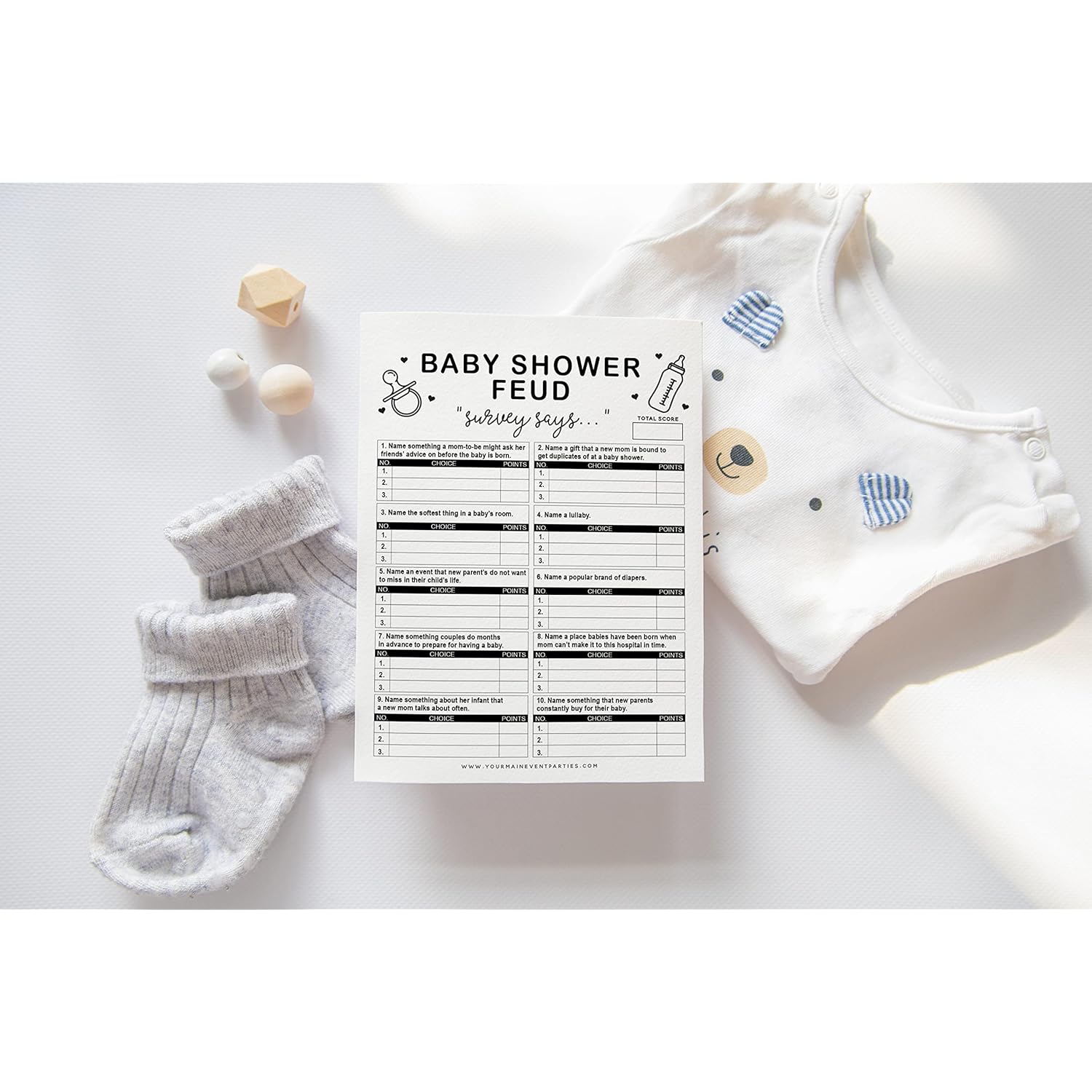 Fun Baby Shower Games, Family Feud Game, Neutral Decorations, 50 Family Feud Cards