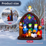 8Ft Christmas Inflatables Nativity Scene Outdoor Decorations With Led Lights, Large Christmas Jesus Blow Up Yard Decorat