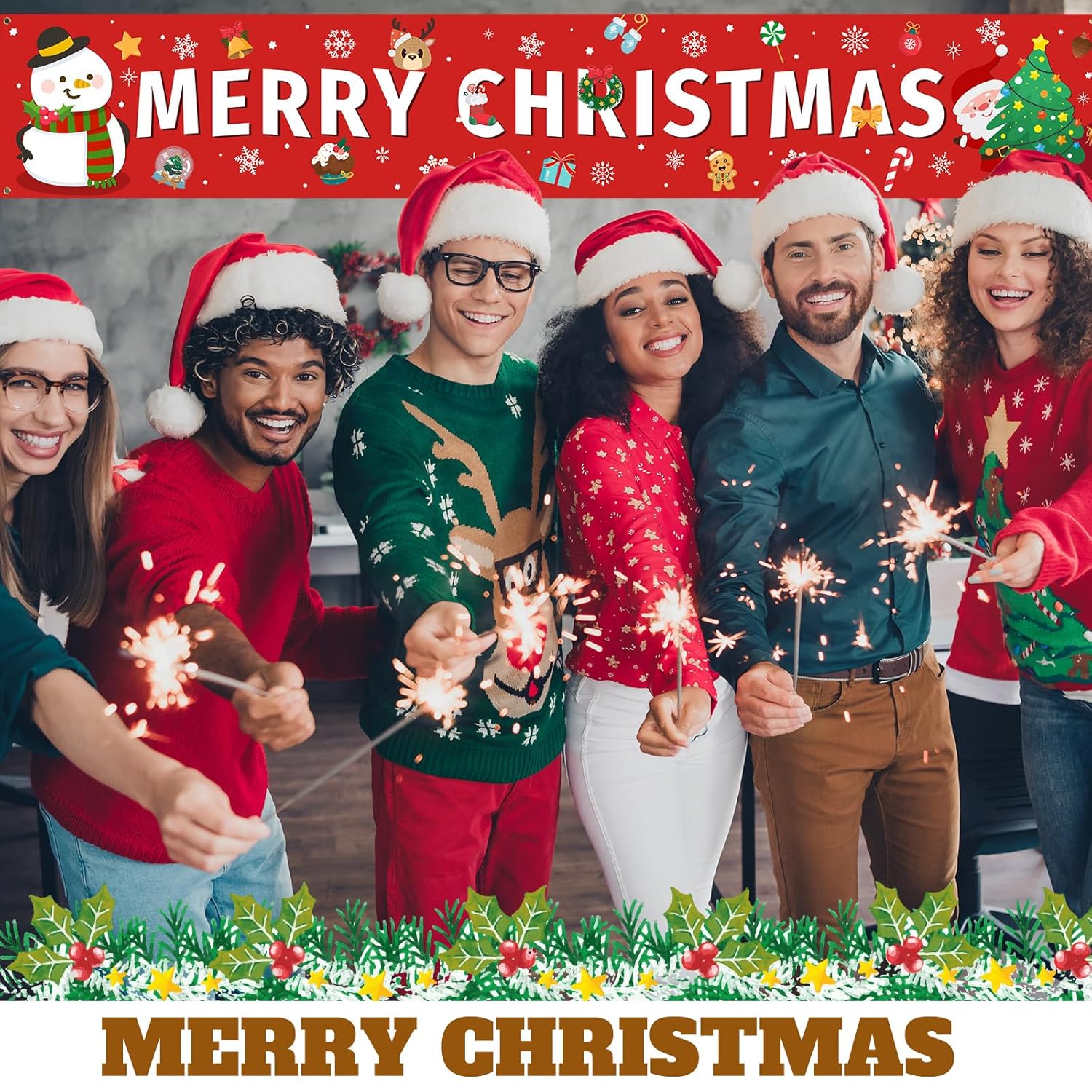 2 Pcs Large Happy Thanksgiving Merry Christmas Banner Decorations Outdoor 120 X 20 Inch Fall Autumn Party Snow Yard Xmas Holiday Supplies Home Decor For Garden House Garage Porch Indoor Gifts