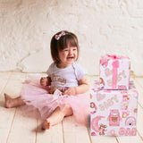 Reverible Baby Girl Wrapping Paper Roll Pink Gift Wrap Sheets With Baby Bear Unicorn Rainbow Princess Designs For Girls Wedding Neutral Baby Shower Birthday Party - Total 28.5Sq.Ft