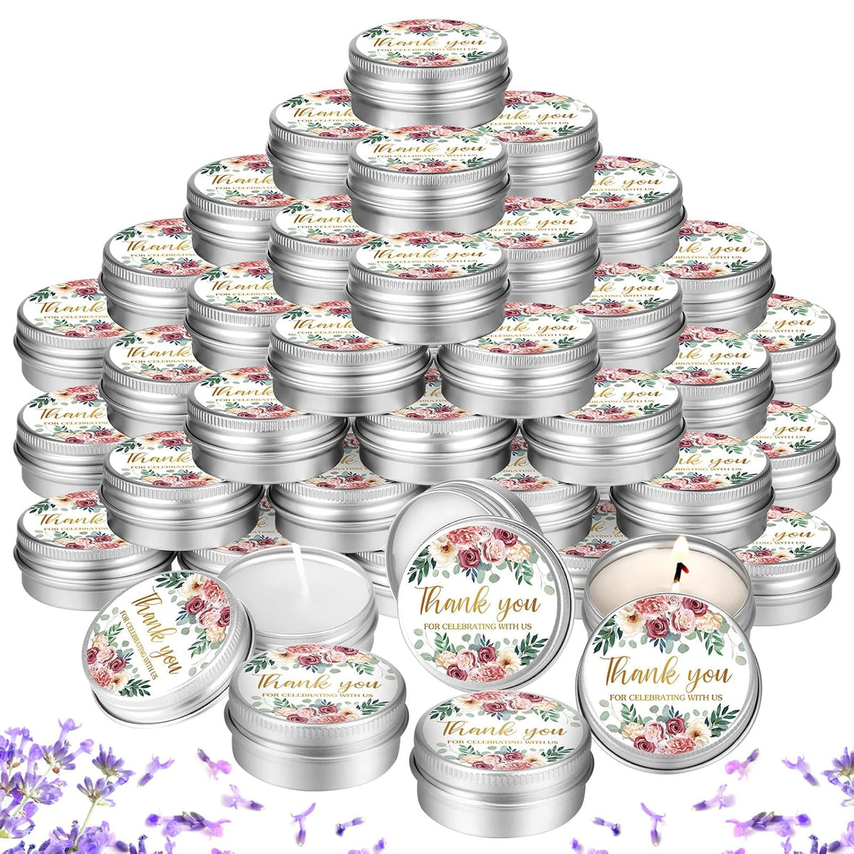 50 Pcs Wedding Candles Gift Favors For Guests 1 Oz Lavender Scented Soy Wax Aromatherapy Candle Favors For Bridal Shower Rustic Wedding Party Guests(Pink Rose)