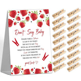 Don'T Say Baby Game Sign With 50 Mini Clothespins For Strawberry Baby Shower, Gender Reveal Party Decorations, Party Favors Supplies (Mq-1-14)