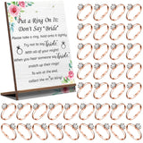 Put A Ring On It Bridal Shower Game With 100 Pcs Fake Rings Bridal Shower Games Wooden Wedding Signs Don'T Say Bride Rules Popular Wedding Engagement Party Favors For Guests(Rose Gold)