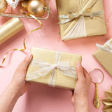 Gold Wrapping Paper - Christmas Gift Wrap Pearly - Luster Paper Perfect For Wedding, Birthday, Valentine'S Day, Christmas, Baby Shower, Diy Bouquet -17 Inches X 32.8 Feet