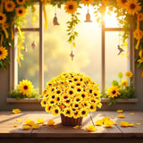 100 Pcs Sunflowers Artificial Flower Heads, Yellow Mini Fake Sunflowers Decorative Fabric Flowers Craft Floral Embellishments Silk Sun Flower Head Decorations Diy Wedding Floral Home Decor