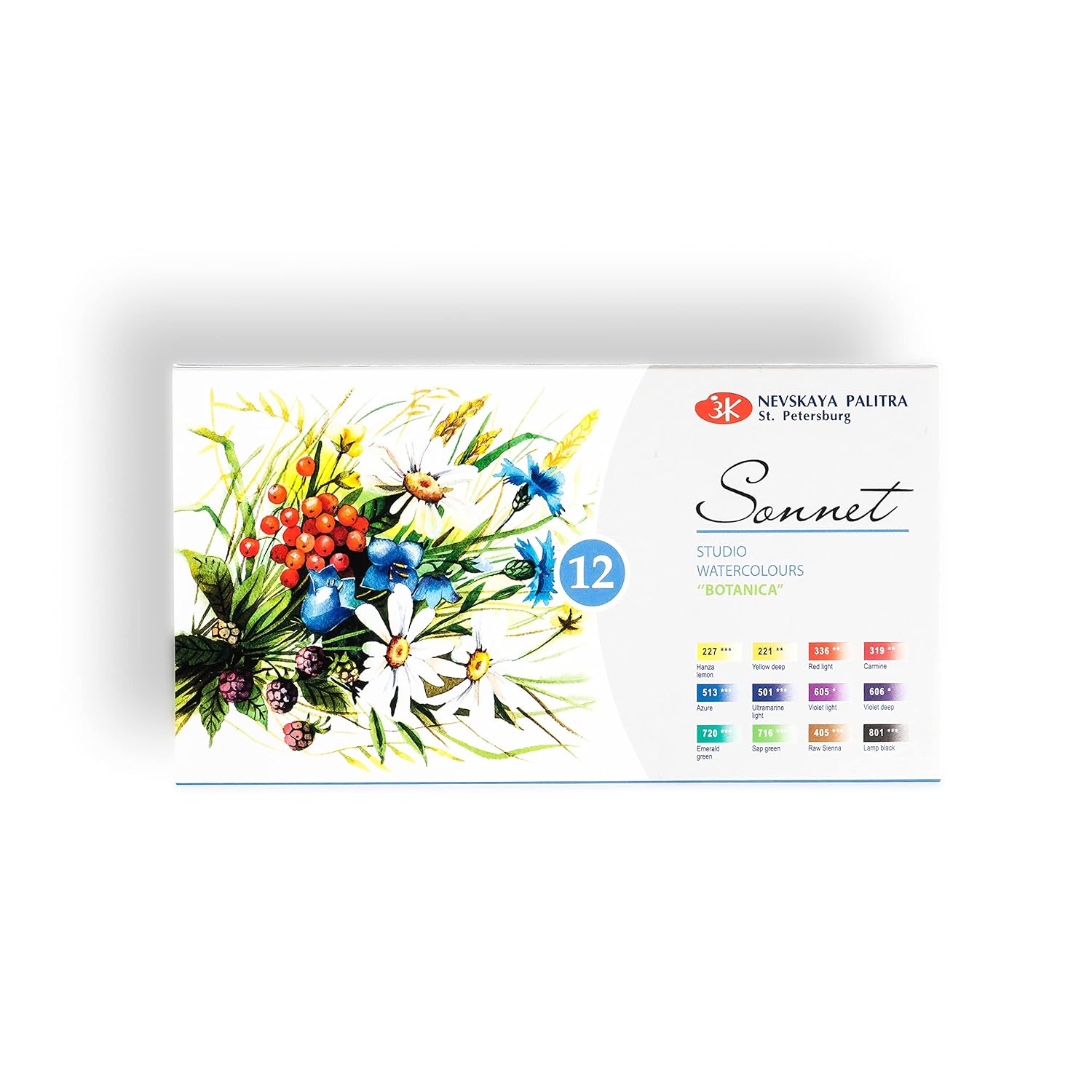 Watercolor Paint Set 12 Pans For Floral & Botanical Painting By Nevskaya Palitra