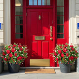 18'' Artificial Geraniums Flowers For Outdoors, 10 Bundles Mixed Fake Silk Flowers Plastic Plants Uv Resistant For Summer Garden Porch Patio Planter Kitchen Table Home Decor, Red