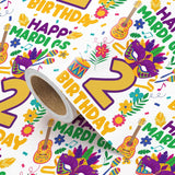Carnival 2Nd Birthday Wrapping Paper Roll - Mini Roll - 17 Inch X 16.5 Feet - Happy Mardi Gras Wrapping Paper For Kids Boys Girls Birthday, Carnival, Mardi Gras Party