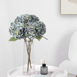 Artificial Flowers Silk Hydrangea Flowers With 5 Big Heads Fake Flower Bunch Bouquet For Home Wedding Party Decor Diy(Blue Green)