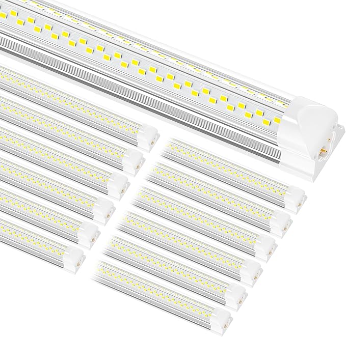 12 Pack 8FT LED Shop Lights 100W 15000LM 6000K Linkable Garage Workshop Fixtures