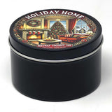 Holiday Home - Container Candle, 6 Oz - Made With Beeswax, Coconut And Soy - Black Tin Candle - Handmade In The Usa - - Christmas And Winter Candles