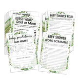Baby Shower Games Set, 4 Games For 25 Guests, Girl Boy Eucalyptus Baby Shower Decorations, 002