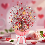 Heart-Shaped Artificial Berry Tree With Warm White Led Lights | Home Decor For Room, Mantel, Shelf & Tabletop Decoration | Indoor Fake Plant