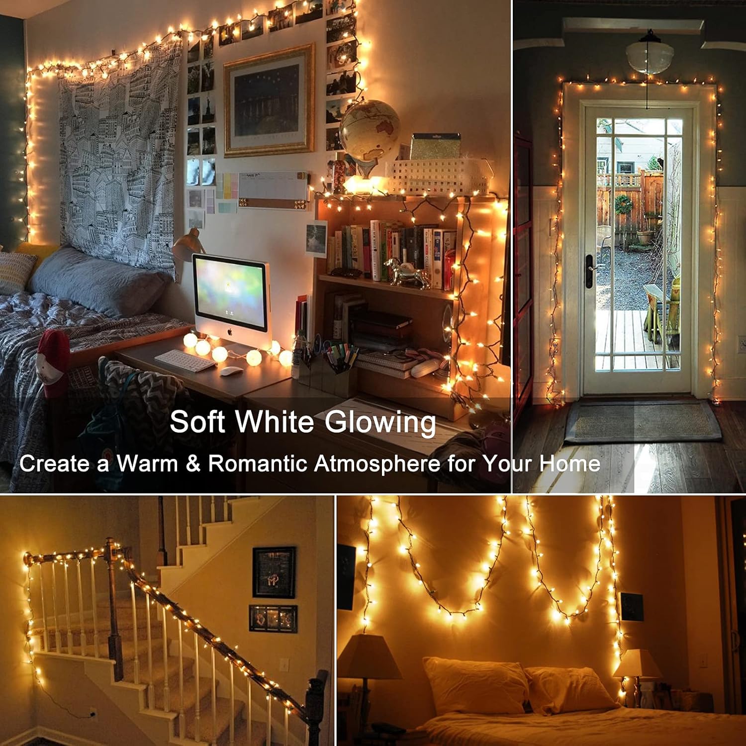 Clear Christmas Lights, 69.6Ft 300Ct Incandescent Christmas Lights, Connectable Outdoor Mini Tree Light Xmas Fairy Light