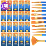 Paint Brushes Set,20 Pack 240 Pcs Nylon Hair Paintbrushes Round-Pointed Tip Paint Brush,Artist Paint Brushes For Acrylic Painting,Acrylic Oil Watercolor Face Arts,Kids Adult Drawing