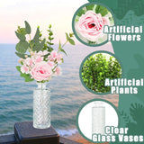 Artificial Flowers With Vases, 16 Pcs Bud Vases, & 81 Pcs Artificial Plants Diy Set Suitable For Centerpieces Table Weddings Party Office And Indoor Decor Mini Small Glass Clear(White)