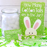 Spring Game For Classroom Parties, How Many Cotton Tails In The Jar Easter Party Game, Bunny Brunch (Sign With Cards)