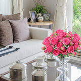 Artificial Flowers, 3Pcs Silk Fake Peonies Faux Hot Pink Artificial Flowers Peonies Bouquet Arrangements Table Centerpieces For Wedding Office Home Decor Cake
