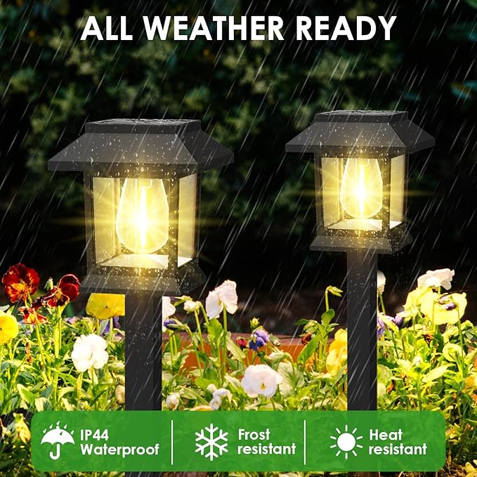 12 Pack Solar Pathway Lights Waterproof Black Landscape Lights for Garden Yard Walkway