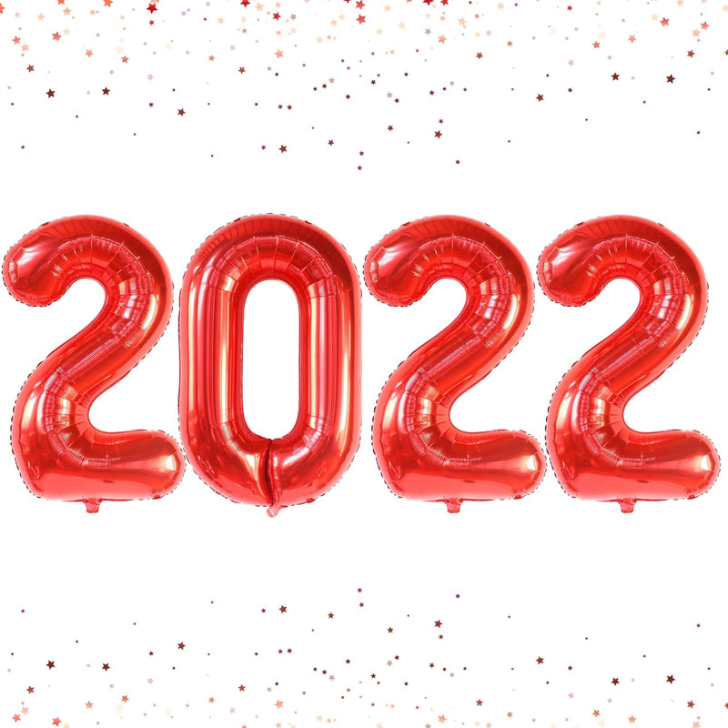 Giant, Red 2022 Balloons Numbers - 40 Inch | Red 2022 Jumbo Balloons F