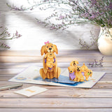 Dogs Pop Up Cards, Golden Retriever, 3D Greeting Cards, Gift For Mothers Day, Birthday, Anniversary, Valentines Day, Mom, Stepmom, Mother In Law, 5X7 - Includes Envelope And Message Note