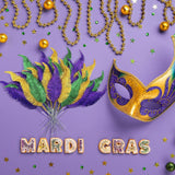 48 Pcs Mardi Gras Glitter Leaves Feather 13.4'' Faux Sparkly Feather Leaves Mardi Gras Party Decoration Plant Decor Twig Wreath Garland Mardi Gras Pick For Craft Sprays Artificial Leaves Gift