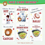 Boys Baseball Valentines Day Boxes And Cards For Kids School, 33 Pack Valentines Day Gifts For Kids Classroom For Class Exchange Party Favor (1 Baseball Field Box, 32 Valentine Cards, 1 Teacher Card)