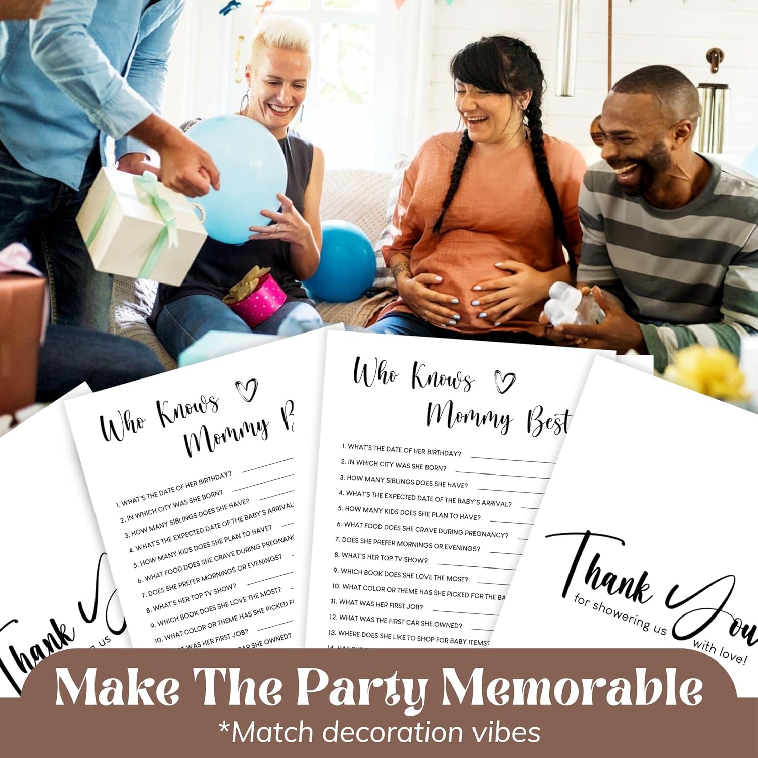 Who Knows Mommy Best Baby Shower Game Gender Neutral - 50 Pcs Funny Baby Shower Party Games Activities For Guests