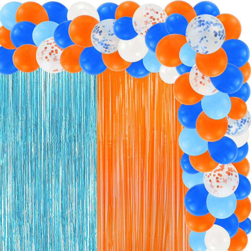 120 Pcs Blue And Orange Party Balloons Garland Kit For Party Decoratio