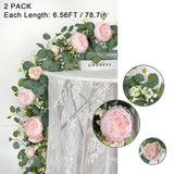 2 Pack 13Ft Flower Garland, Artificial Rose Vine Fake Flower Garland Silk Rose Peony Hanging Vine Faux Floral Garlands For Wedding Party Arch Table Wall Backdrop Decoration (Light Pink, 2Pcs)
