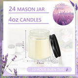 24 Pcs 4 Oz Mason Jar Candles, Lavender Scented Soy Candles Bulk Set For Stress Relief And Relaxation, Great Favors For Wedding, Christmas, Housewarming Gifts (Black-Lavender, 24)